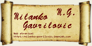 Milanko Gavrilović vizit kartica
